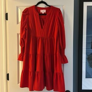 Tuckernuck Vibrant Red Kenzo Tiered Long Sleeve Dress
